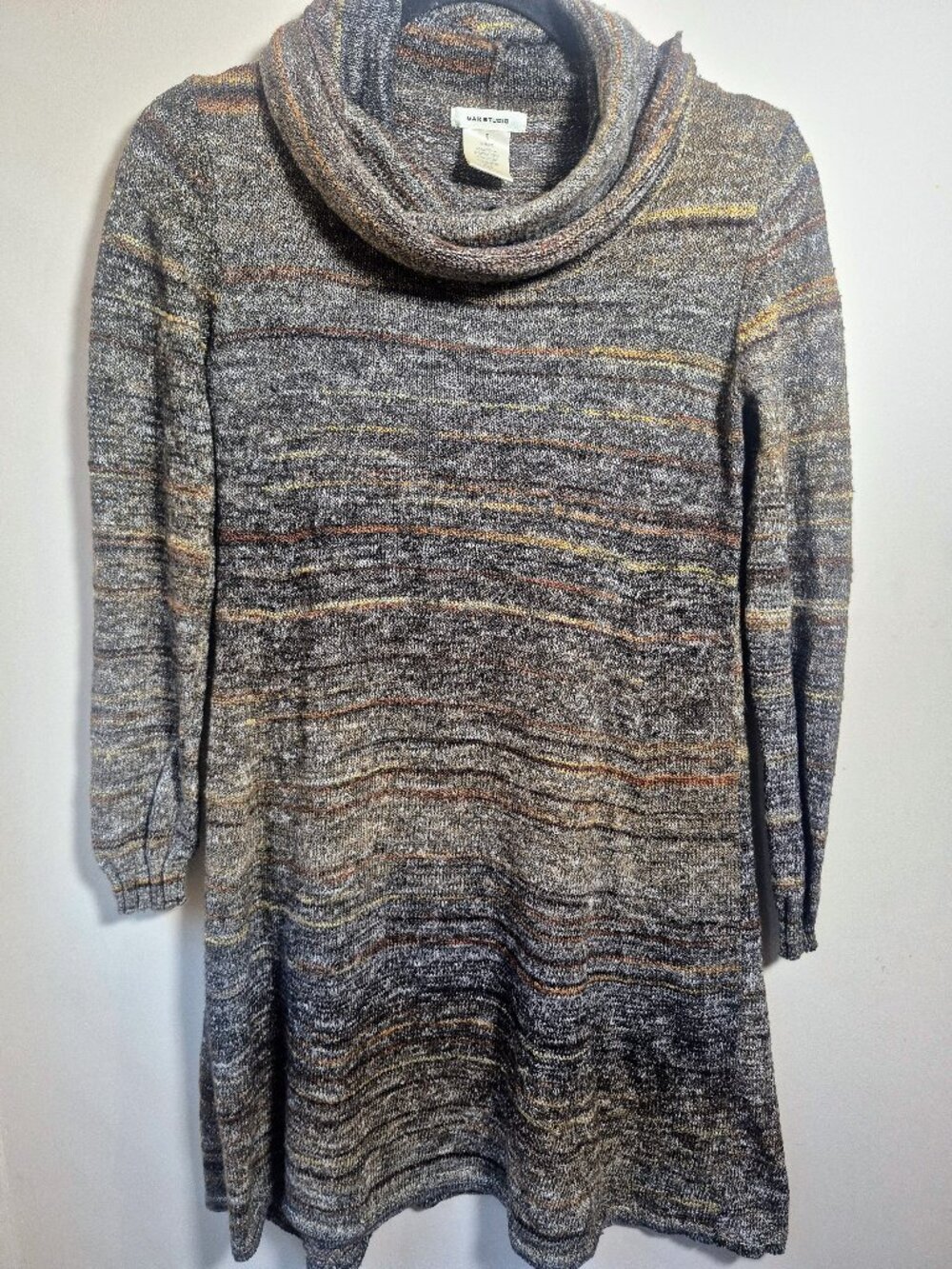 Max Studio Cowl Neck Sweater Dress Gray Space Dye Size S
